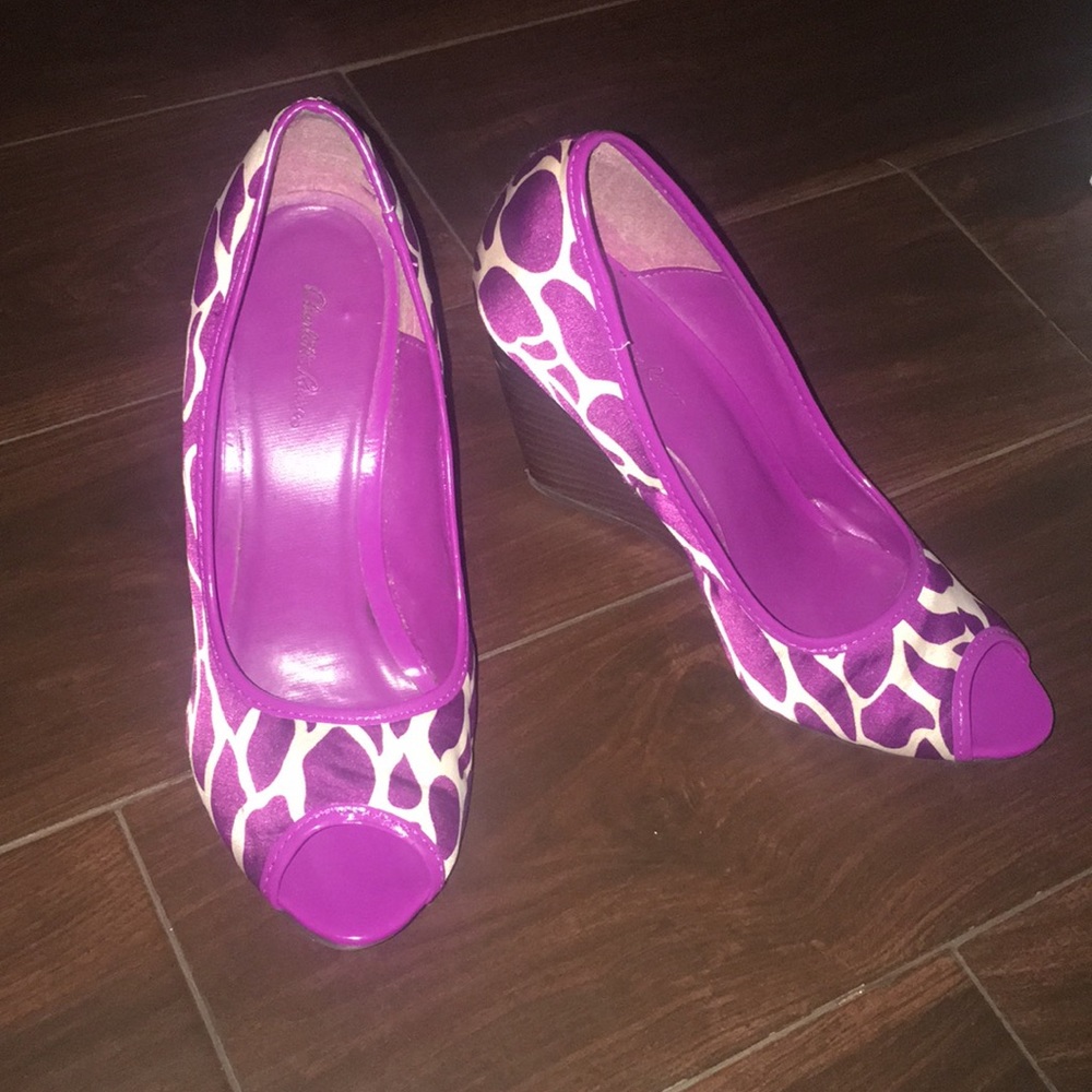 Charlotte Russe Purple animal print wedges